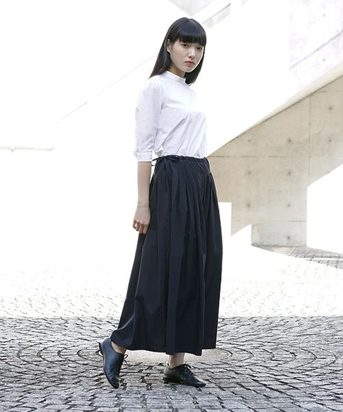 Mochi.モチ.tuck long skirt [ms21-sk-01/black]
