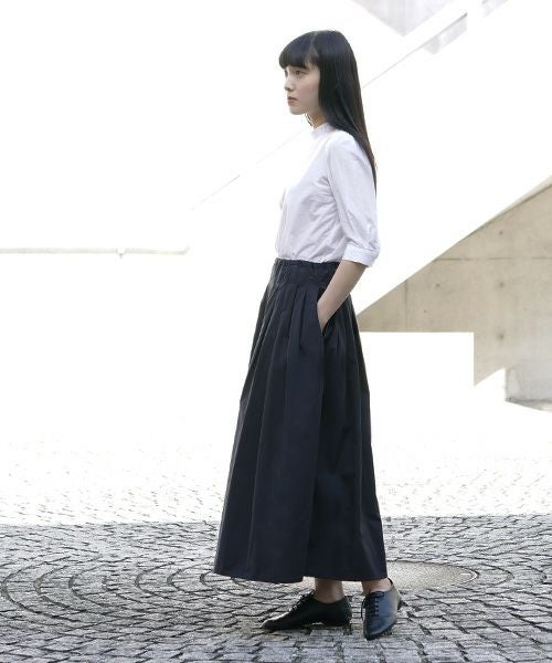 Mochi.モチ.tuck long skirt [ms21-sk-01/black]
