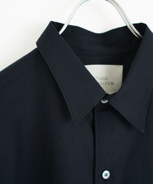 STUDIONICHOLSON スタジオニコルソン.POWDER COTTON OVERSIZED SHORTS SLEEVE SHIRT[SNM-567/DARK NAVY]