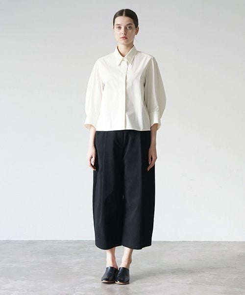STUDIONICHOLSON スタジオニコルソン.PEACHED COTTON TWILL VOLUME PLEAT PANTS [SNW-145 / BLACK]