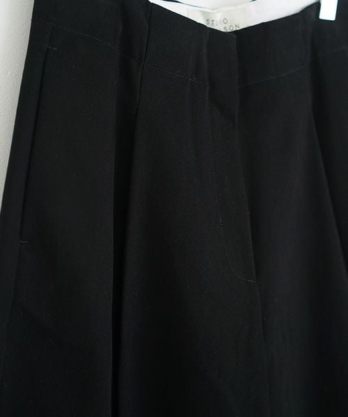 STUDIONICHOLSON スタジオニコルソン.PEACHED COTTON TWILL VOLUME PLEAT PANTS [SNW-145 / BLACK]