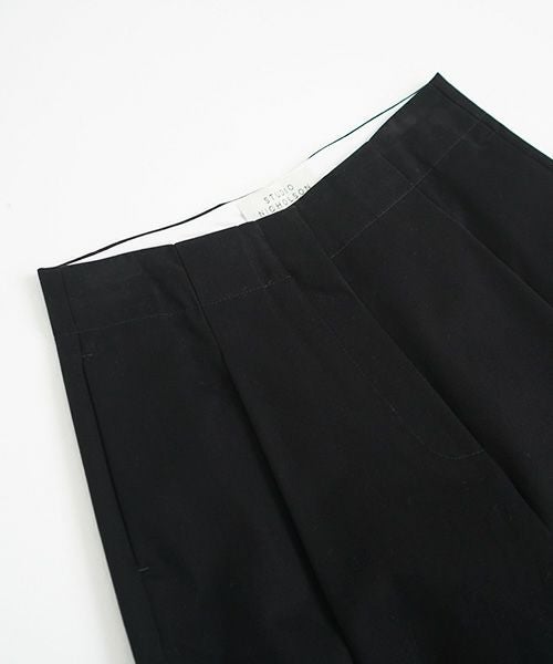 STUDIONICHOLSON スタジオニコルソン.PEACHED COTTON TWILL VOLUME PLEAT PANTS [SNW-145 / BLACK]