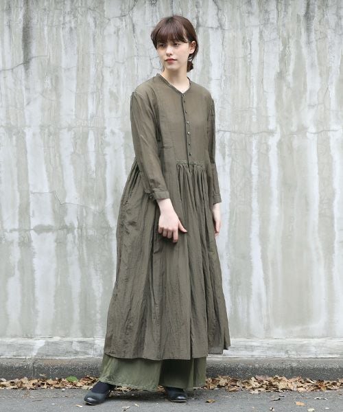 suzuki takayuki.スズキタカユキ.gathered dress [A221-16/khaki]
