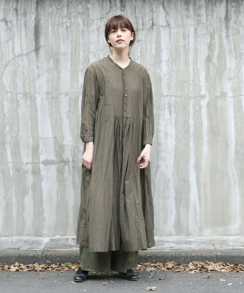 suzuki takayuki スズキタカユキ gathered dress [A221-16/khaki]