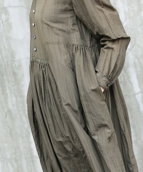 suzuki takayuki スズキタカユキ gathered dress [A221-16/khaki]