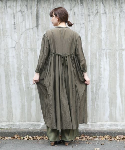 suzuki takayuki スズキタカユキ gathered dress [A221-16/khaki]