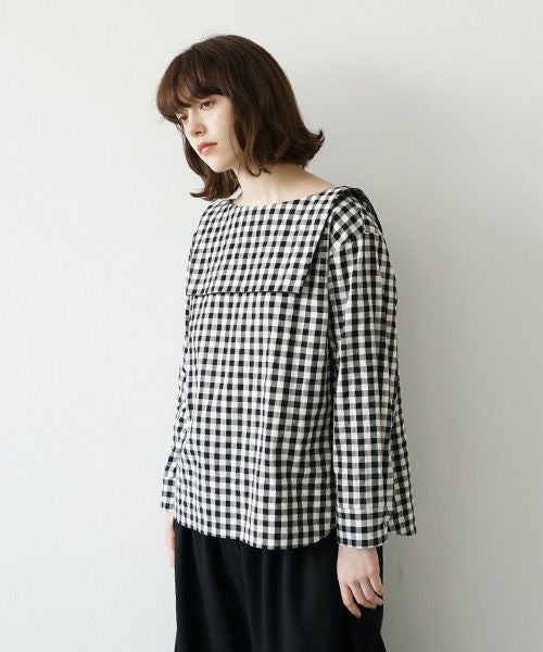 Mochi.モチ.sailor shirt [ma21-sh-01/gingham check]