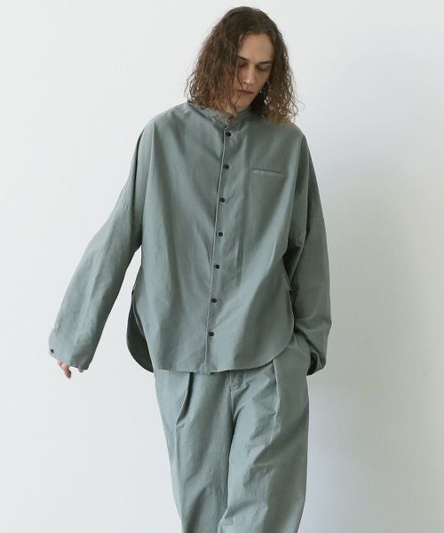 VU.ヴウ.dyed stand collar shirt vu-a12-s02[GREEN GRAY]
