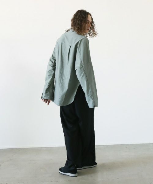 VU.ヴウ.dyed stand collar shirt vu-a12-s02[GREEN GRAY]