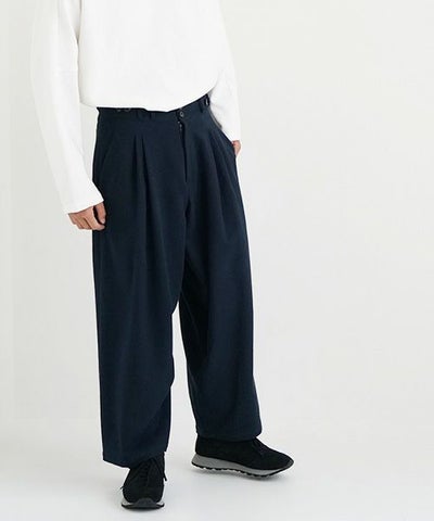 YANTOR.ヤントル.6ply Khadi 2tuck Wide Pants[Y215PT08/NAVY]