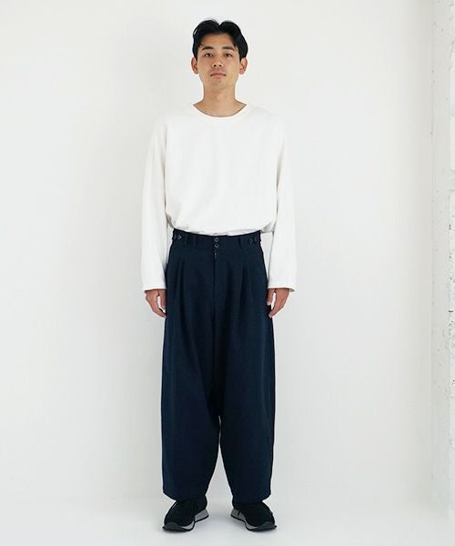 【YANTOR ヤントル】ジョガーパンツ YANTOR ヤントル 6ply Khadi 2tuck Wide Pants[Y215PT08/NAVY]