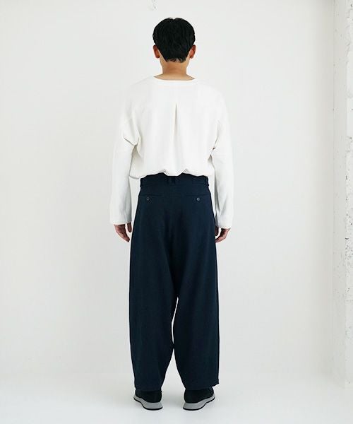 YANTOR.ヤントル.6ply Khadi 2tuck Wide Pants[Y215PT08/NAVY]
