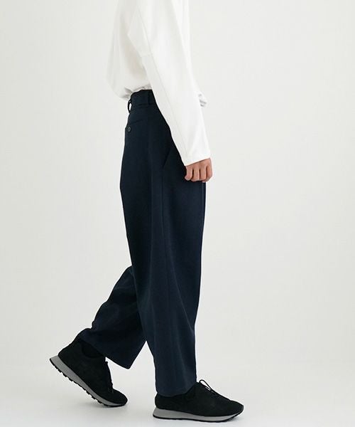 YANTOR.ヤントル.6ply Khadi 2tuck Wide Pants[Y215PT08/NAVY]