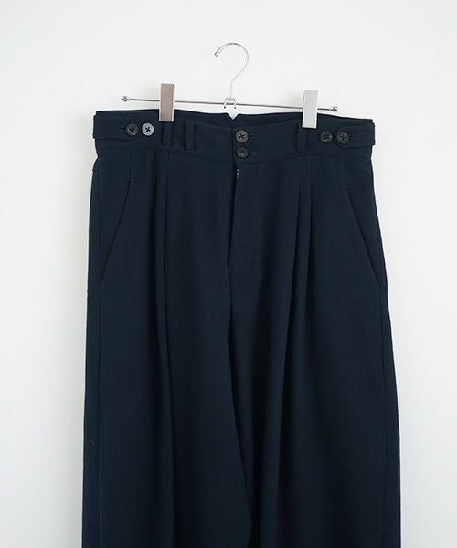 YANTOR.ヤントル.6ply Khadi 2tuck Wide Pants[Y215PT08/NAVY]