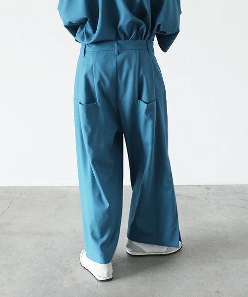 VUy.ヴウワイ.box slit pants vuy-s22-p02[BLUE GREEN]