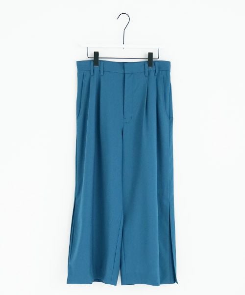 VUy.ヴウワイ.box slit pants vuy-s22-p02[BLUE GREEN]