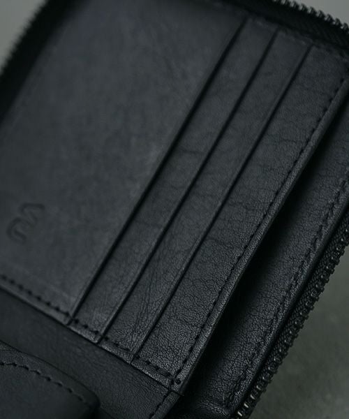 VU PRODUCT 鹿革スクエアジップウォレット ブラック｜軽くて柔らかい