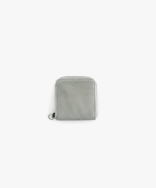 VU PRODUCT zip wallet 定価22000円 二つ折り財布 グリーングレー レディース ヴウプロダクト【中古】5-0926G♪ VU PRODUCT 鹿革スクエアジップウォレット｜軽くて柔らかいディア