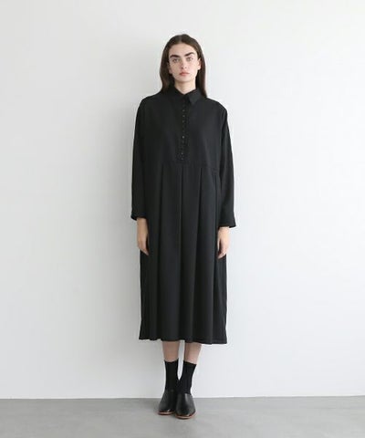 Mochi.モチ.box tuck dress [ms22-op-01/black]