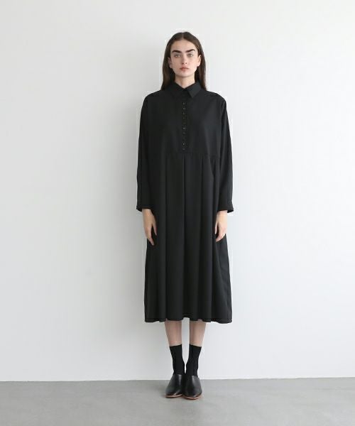 Mochi.モチ.box tuck dress [ms22-op-01/black]