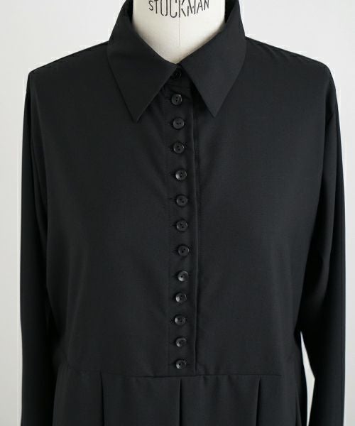 Mochi.モチ.box tuck dress [ms22-op-01/black]