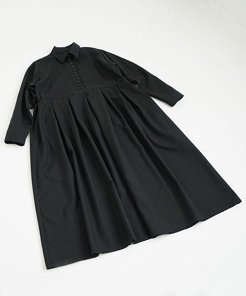 Mochi.モチ.box tuck dress [ms22-op-01/black]