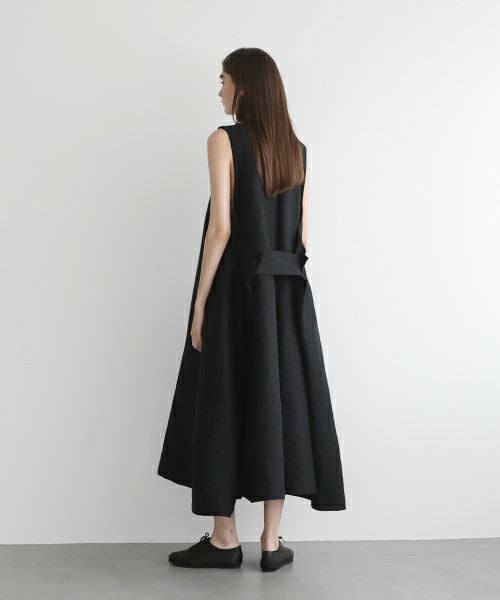 Mochi.モチ.v-neck belt dress [ms22-op-02/black]
