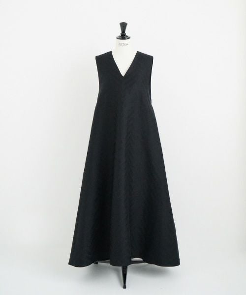 Mochi.モチ.v-neck belt dress [ms22-op-02/black]