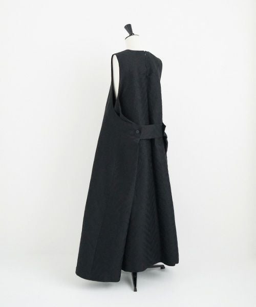 Mochi.モチ.v-neck belt dress [ms22-op-02/black]