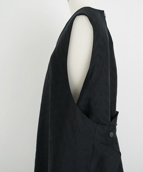 Mochi.モチ.v-neck belt dress [ms22-op-02/black]