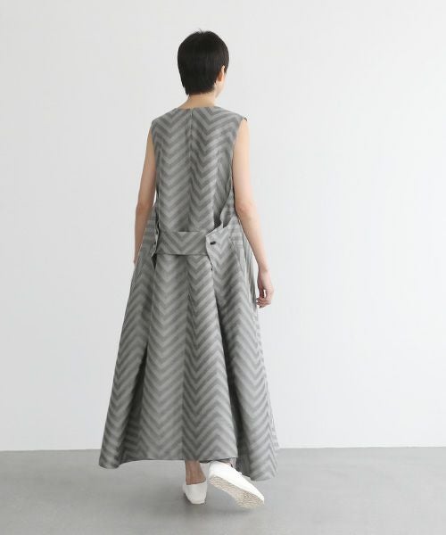 Mochi.モチ.v-neck belt dress [ms22-op-02/green grey]