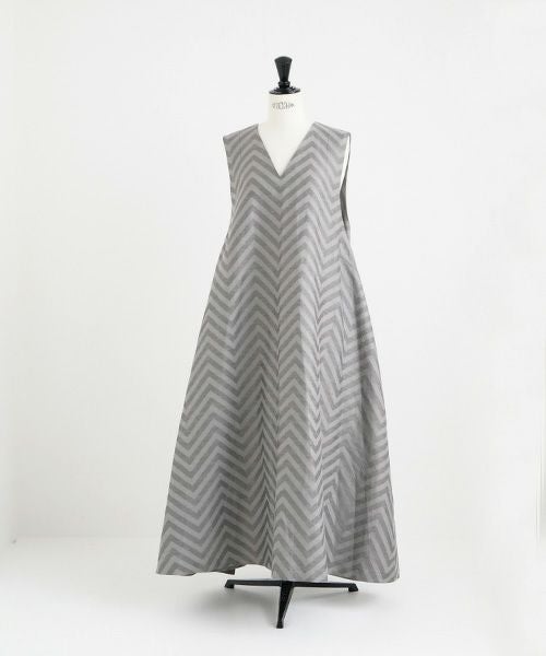 Mochi.モチ.v-neck belt dress [ms22-op-02/green grey]