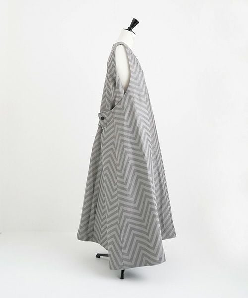 Mochi.モチ.v-neck belt dress [ms22-op-02/green grey]