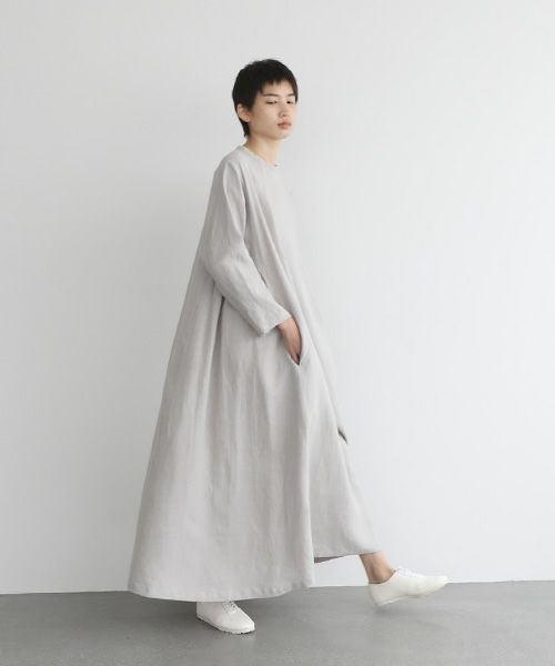 Mochi.モチ.linen trapeze dress [ms22-op-04/grey]