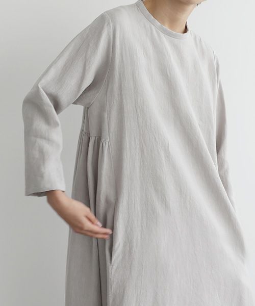 Mochi.モチ.linen trapeze dress [ms22-op-04/grey]