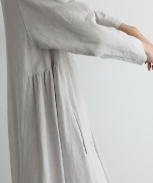 Mochi.モチ.linen trapeze dress [ms22-op-04/grey]