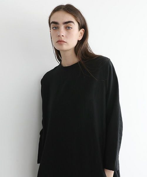 Mochi.モチ.linen trapeze dress [ms22-op-04/black]