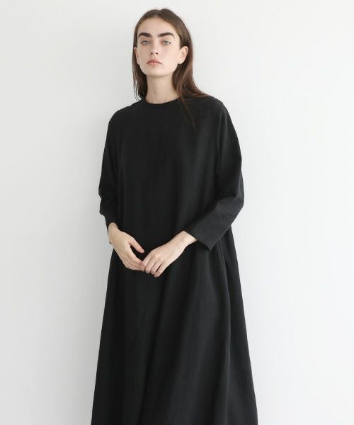 Mochi.モチ.linen trapeze dress [ms22-op-04/black]