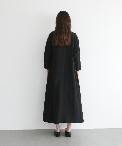 Mochi.モチ.linen trapeze dress [ms22-op-04/black]