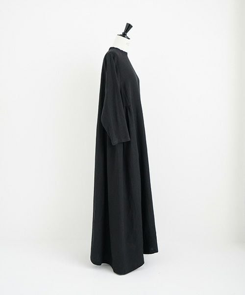 Mochi.モチ.linen trapeze dress [ms22-op-04/black]