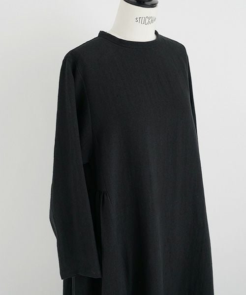 Mochi.モチ.linen trapeze dress [ms22-op-04/black]