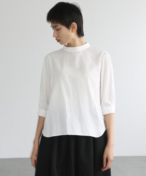 Mochi.モチ.gather blouse(organic cotton) [ms22-b-02/white]