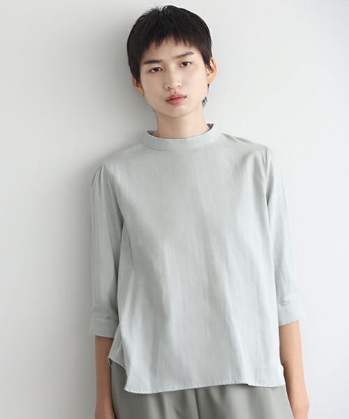 Mochi.モチ.gather blouse(organic cotton) [ms22-b-02/mint blue]