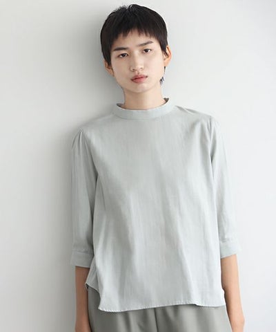Mochi.モチ.gather blouse(organic cotton) [ms22-b-02/mint blue]