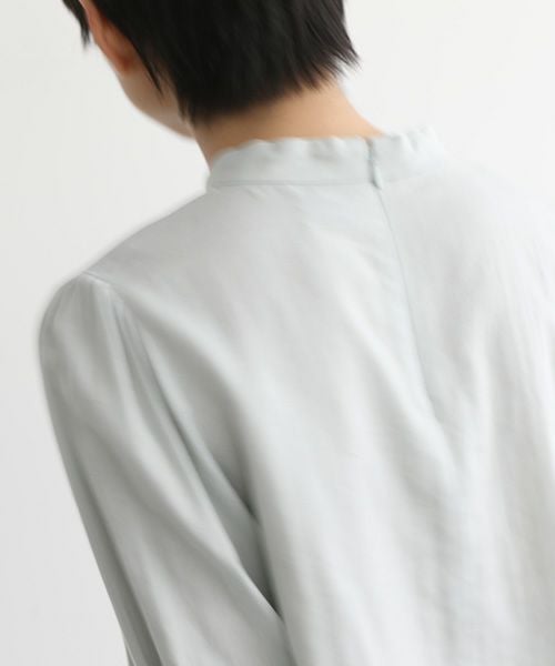 Mochi.モチ.gather blouse(organic cotton) [ms22-b-02/mint blue]