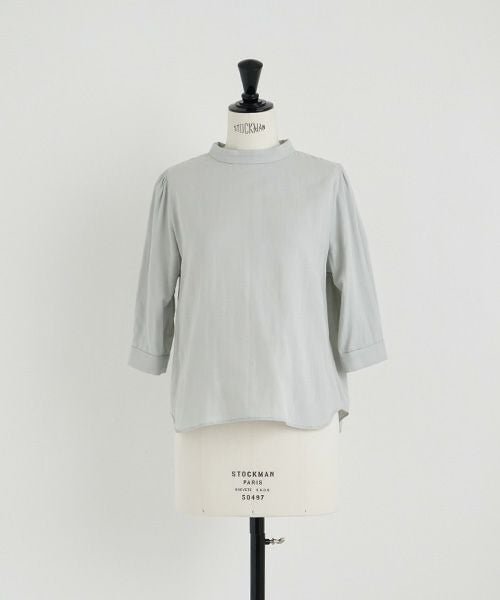 Mochi.モチ.gather blouse(organic cotton) [ms22-b-02/mint blue]