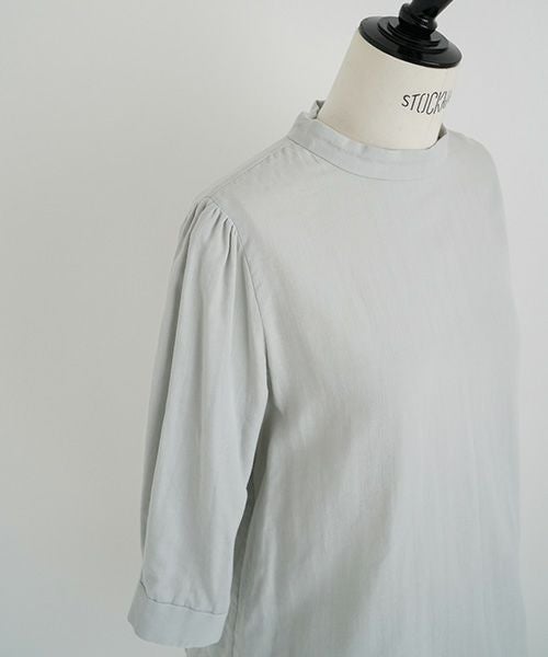 Mochi.モチ.gather blouse(organic cotton) [ms22-b-02/mint blue]