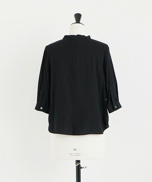 Mochi.モチ.gather blouse(organic cotton) [ms22-b-02/black]