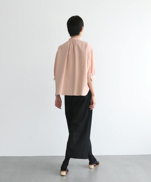 Mochi.モチ.gather blouse(cotton linen) [ms22-b-03/dusty pink]