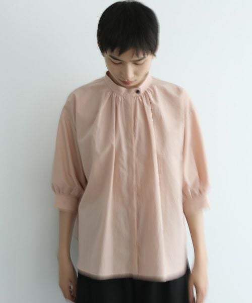 Mochi.モチ.gather blouse(cotton linen) [ms22-b-03/dusty pink]